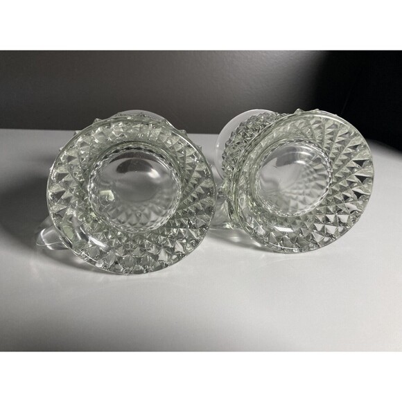 Vintage Indiana Glass Mugs (Set of 2) Diamond Point Pattern • Tankards - Picture 4 of 5